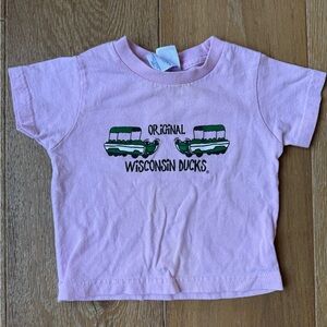 Rabbit Skins original Wisconsin Ducks pink t-shirt fits 12-18month labeled 2T
